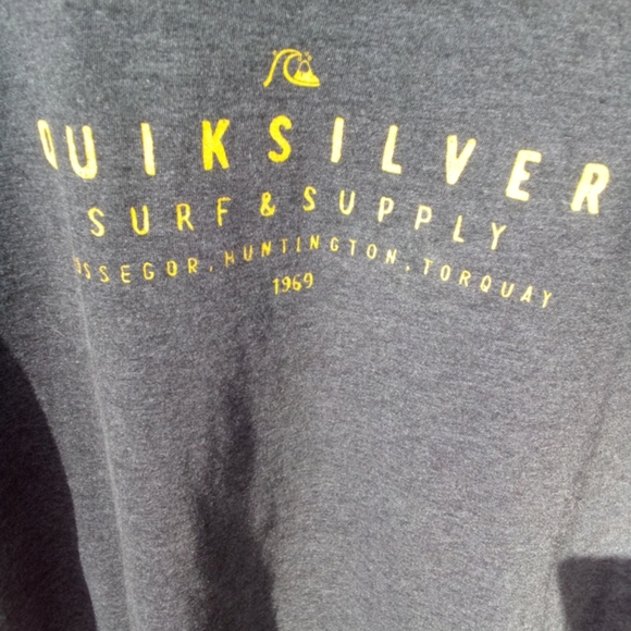 Gray Quicksilver S/S Pullover Crew neck T-Shirt Tee Surf Shop Surfing Skate Sz L - Picture 2 of 4